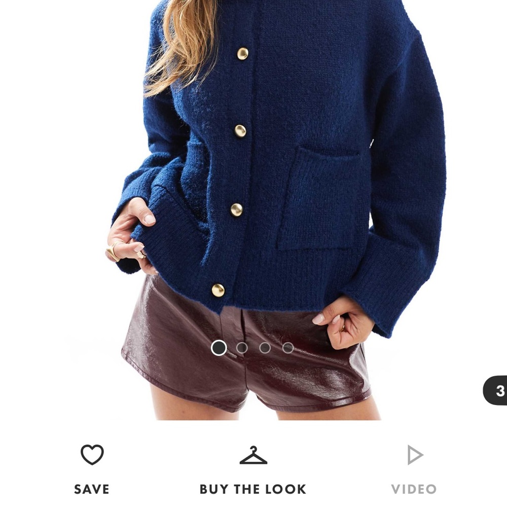 ASOS DESIGN crew neck cardigan with pockets in navy